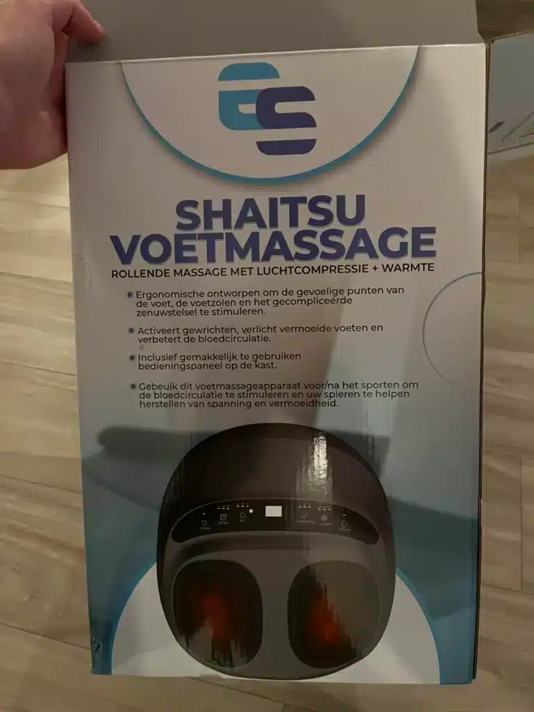 afbeelding van de doos van het voetmassage apparaat voor onze test